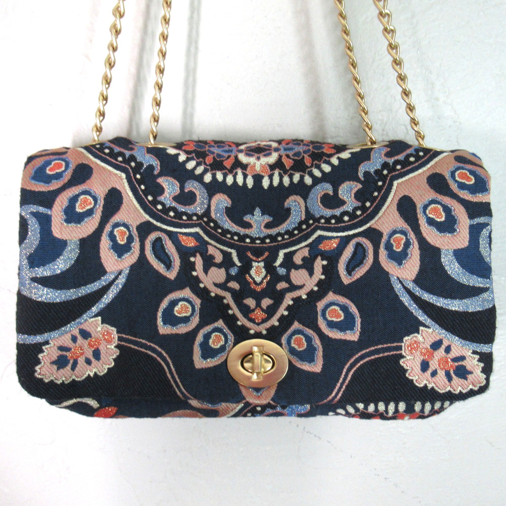 CLASSIC Chicos Gold Accent Tapestry Handbag Purse GORGEOUS Crossbody Vintage